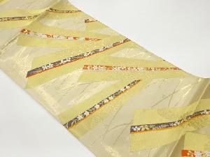 純金箔24ｋ扇に花々模様織出し袋帯